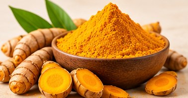 Turmeric in a bowl, illustrative agricultural commodity photograph
