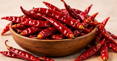 Red Chilli in a bowl, illustrative agricultural commodity photograph