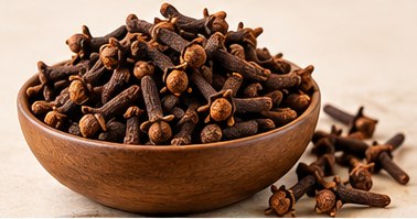 Cloves in a bowl, illustrative agricultural commodity photograph