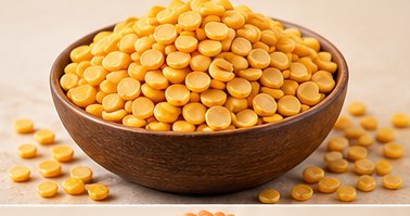 Toor Dal in a bowl, illustrative agricultural commodity photograph