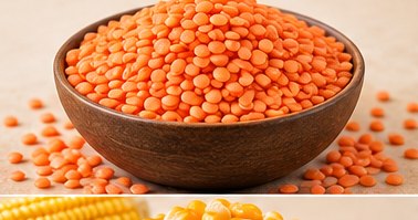 Masoor Dal in a bowl, illustrative agricultural commodity photograph